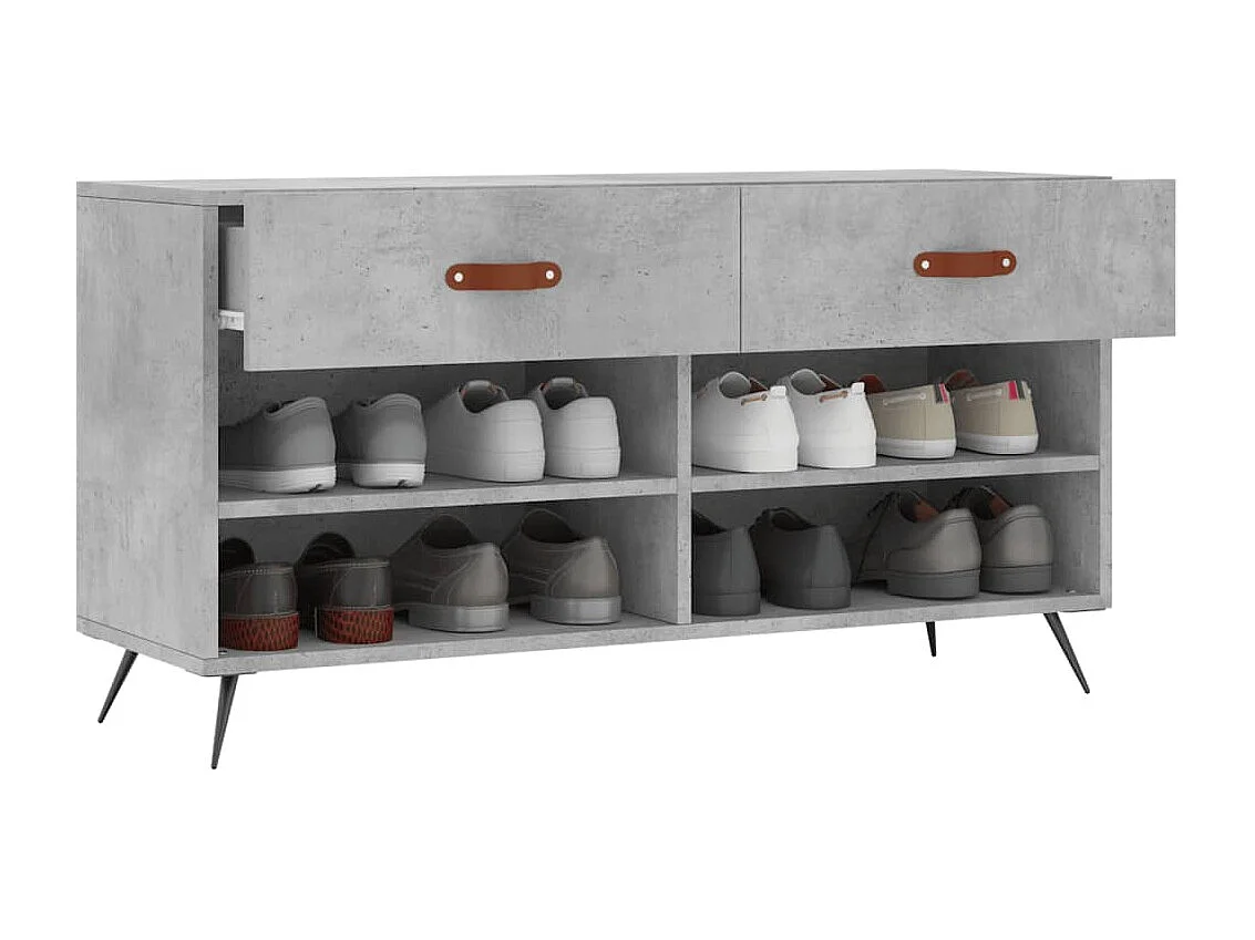 Banc à chaussures gris béton 102x35x55 cm bois d'ingénierie