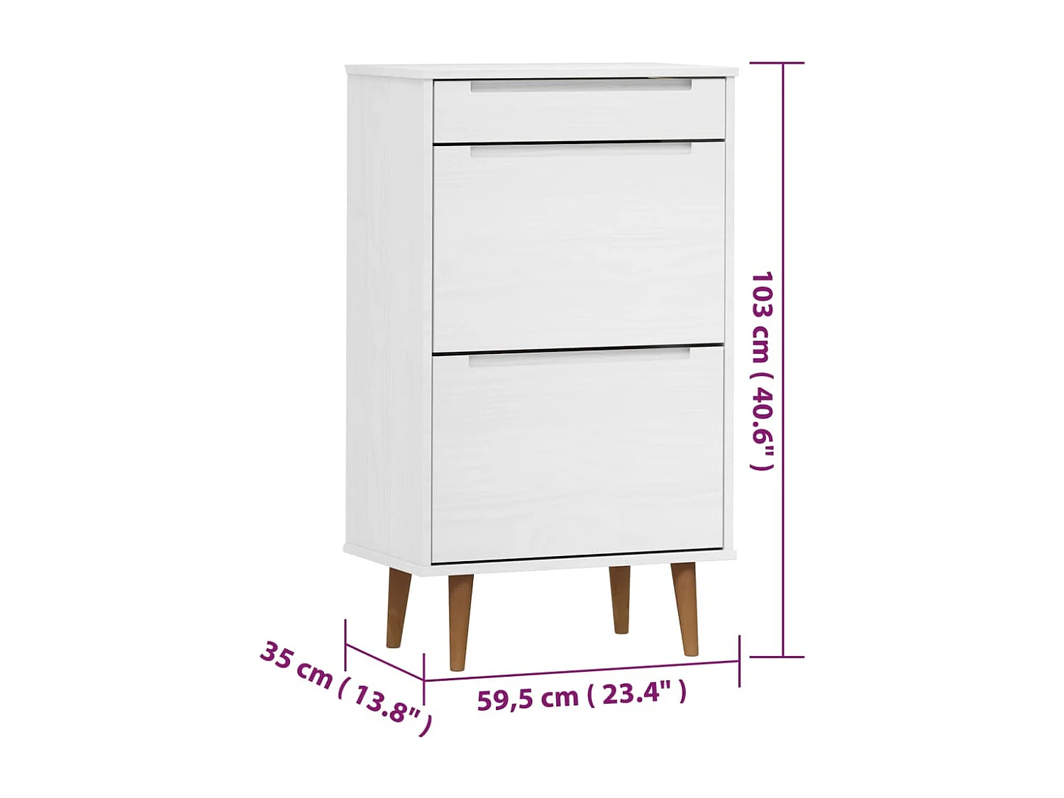 Zapatero Blanco 59,5x35x103 cm Madera de Pino