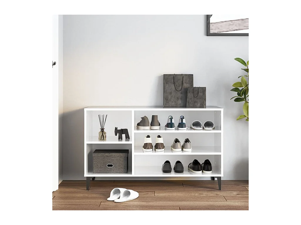 Armoire à chaussure Blanc brillant 102x36x60 cm Bois ingénierie