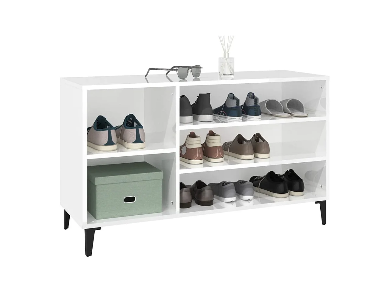 Armoire à chaussure Blanc brillant 102x36x60 cm Bois ingénierie