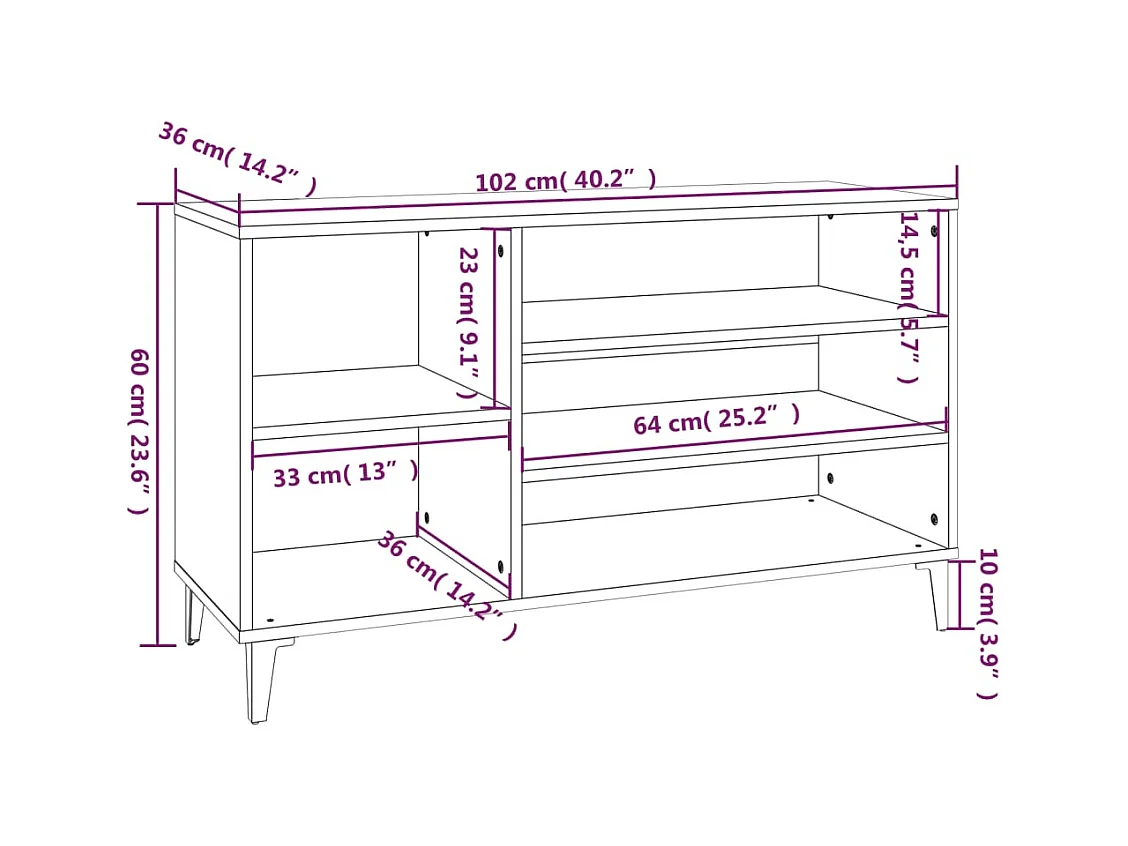 Armoire à chaussure Blanc brillant 102x36x60 cm Bois ingénierie