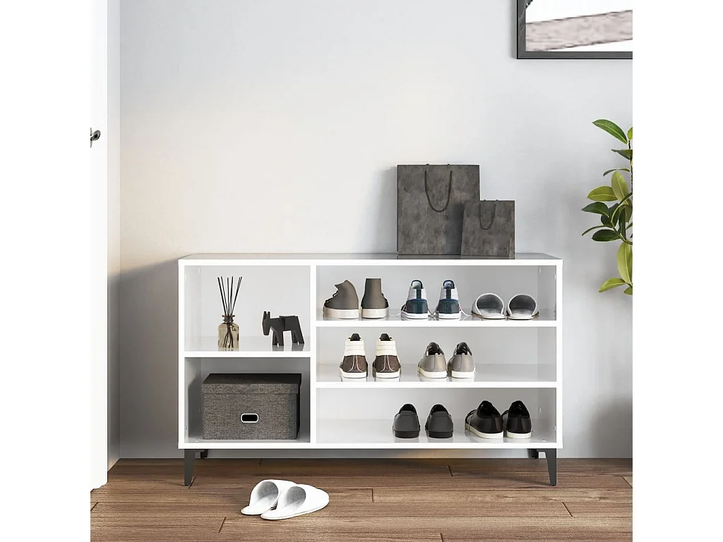 Zapatero Blanco brillo 102x36x60 cm Madera de ingeniería