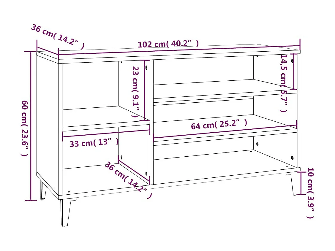 Zapatero Blanco brillo 102x36x60 cm Madera de ingeniería