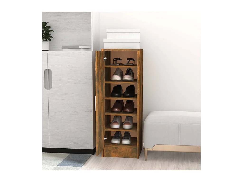 Meuble à chaussures Chêne fumé 32x35x92 cm Bois d'ingénierie