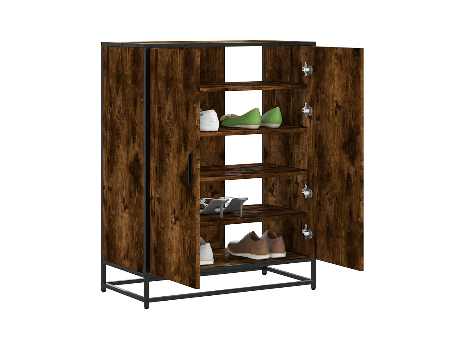 Meuble à chaussures chêne fumé bois d'ingénierie et métal