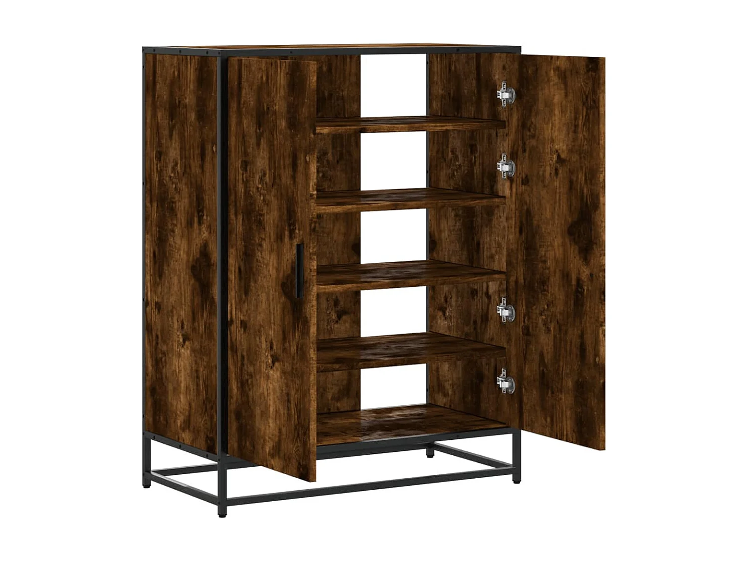 Meuble à chaussures chêne fumé bois d'ingénierie et métal