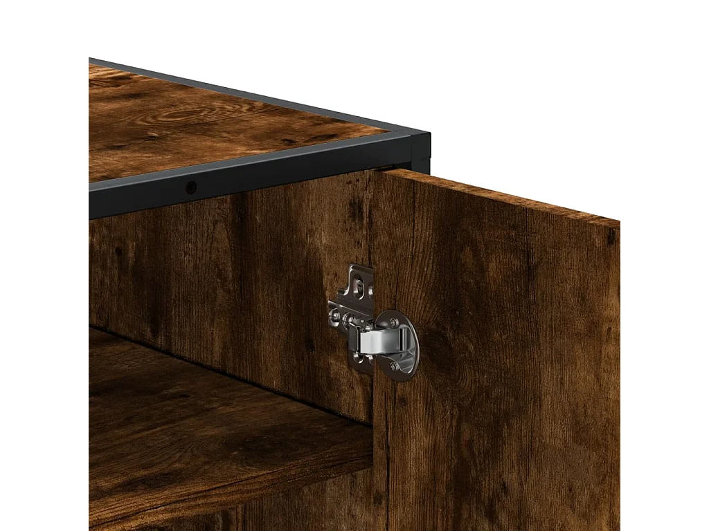 Meuble à chaussures chêne fumé bois d'ingénierie et métal