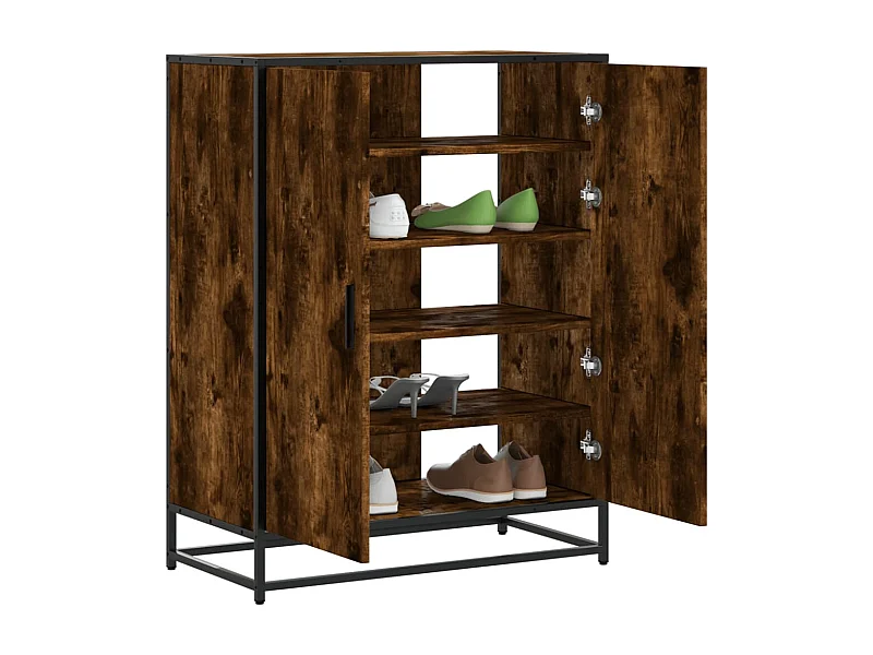 Meuble à chaussures chêne fumé bois d'ingénierie et métal