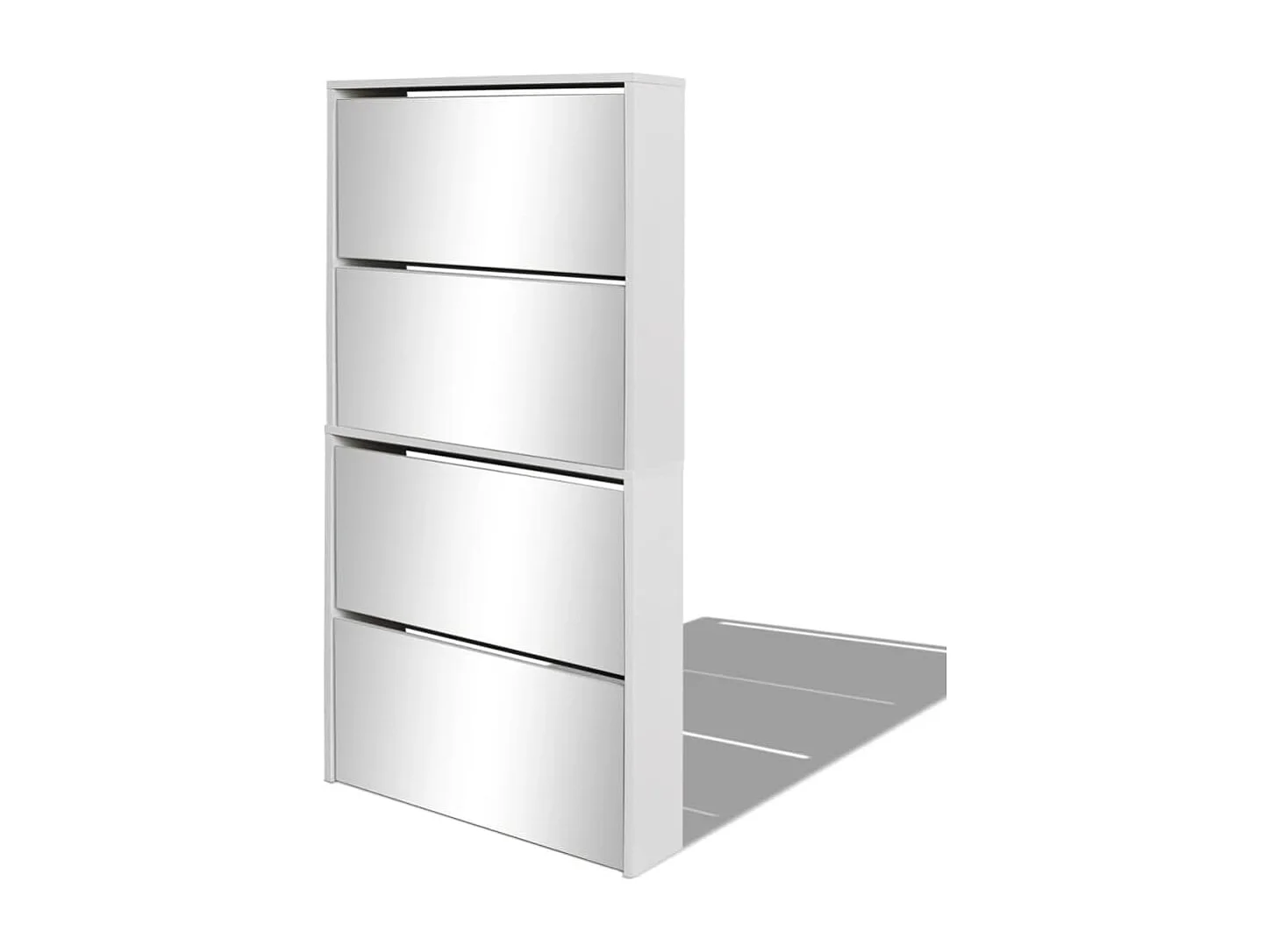 Meuble à chaussures 4 étagères et miroir 63x17x134 cm Blanc