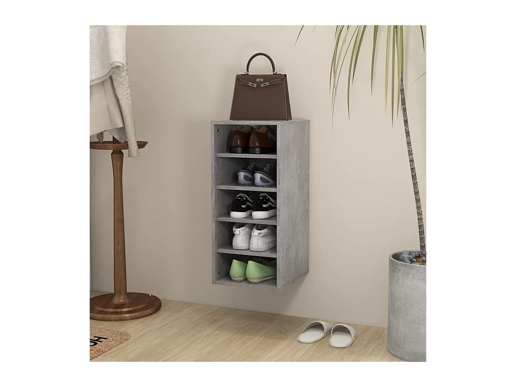 Armoire à chaussures Gris béton 31,5x35x70 cm Bois d'ingénierie