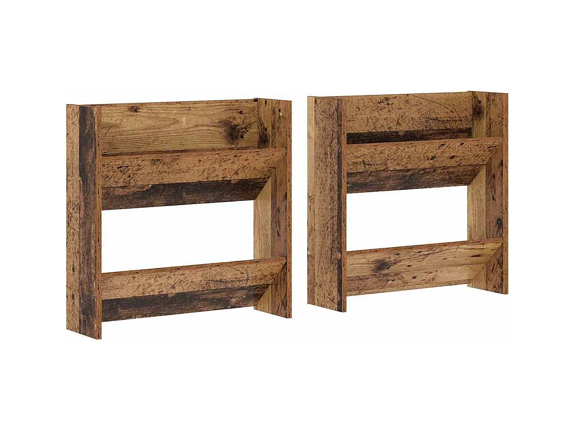 Cabinets à chaussures muraux 2 pcs Vieux bois 60 x 18 x 60 cm