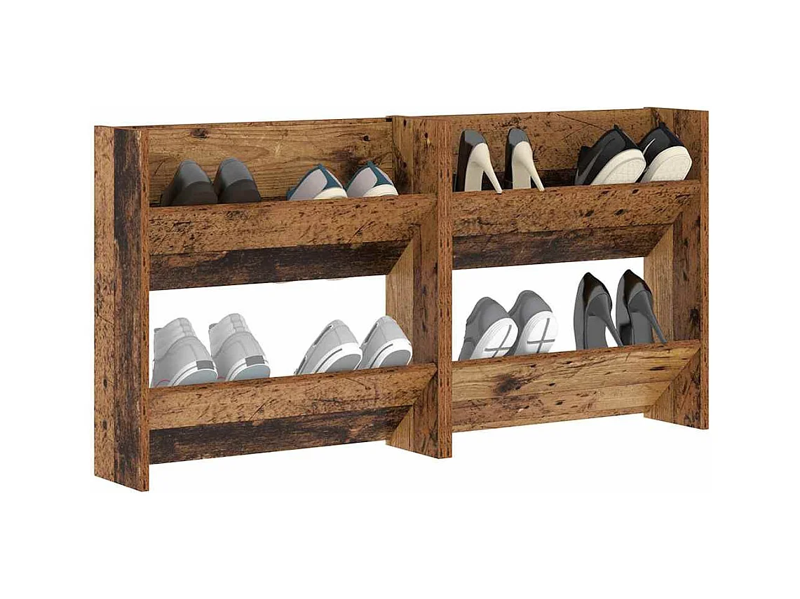 Cabinets à chaussures muraux 2 pcs Vieux bois 60 x 18 x 60 cm