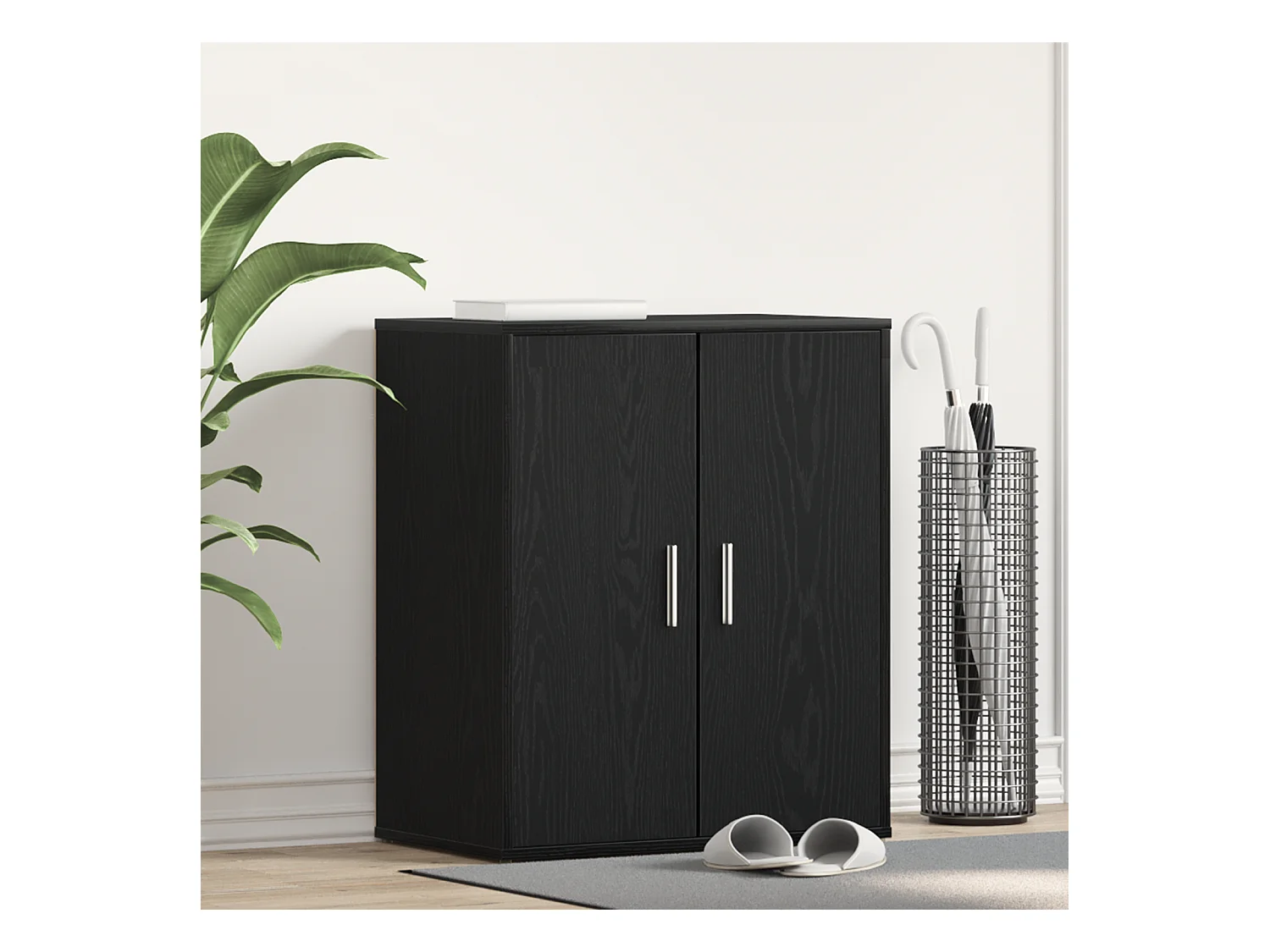 Armoire à chaussures en chêne noir 60x35x70 cm en bois d'ingénierie