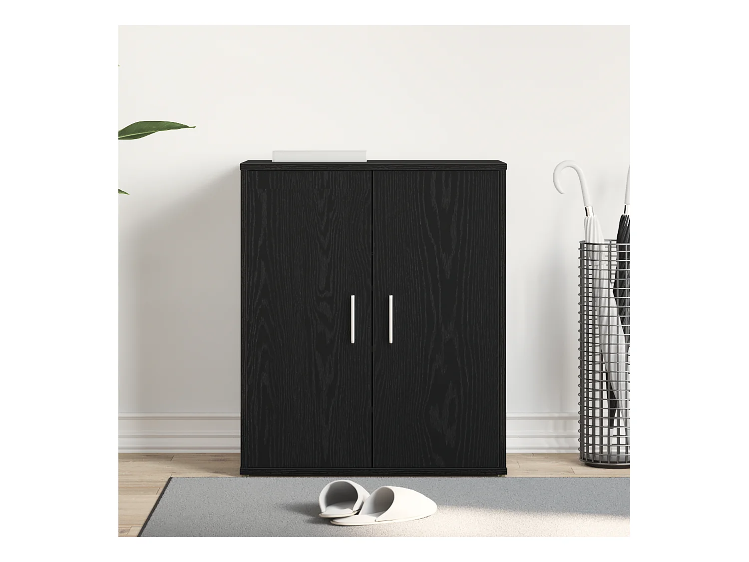 Armoire à chaussures en chêne noir 60x35x70 cm en bois d'ingénierie
