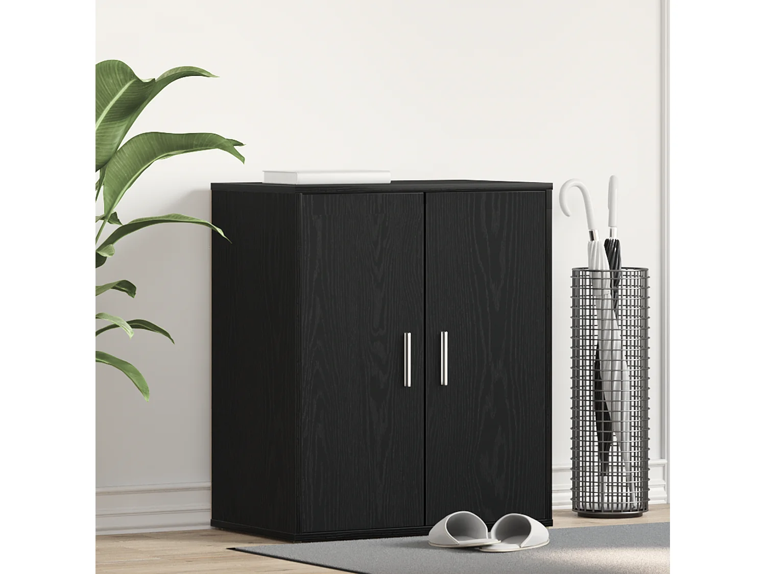 Armoire à chaussures en chêne noir 60x35x70 cm en bois d'ingénierie