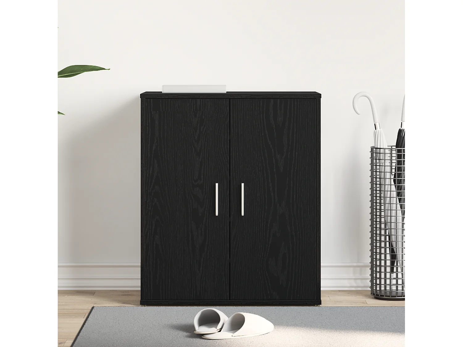 Armoire à chaussures en chêne noir 60x35x70 cm en bois d'ingénierie