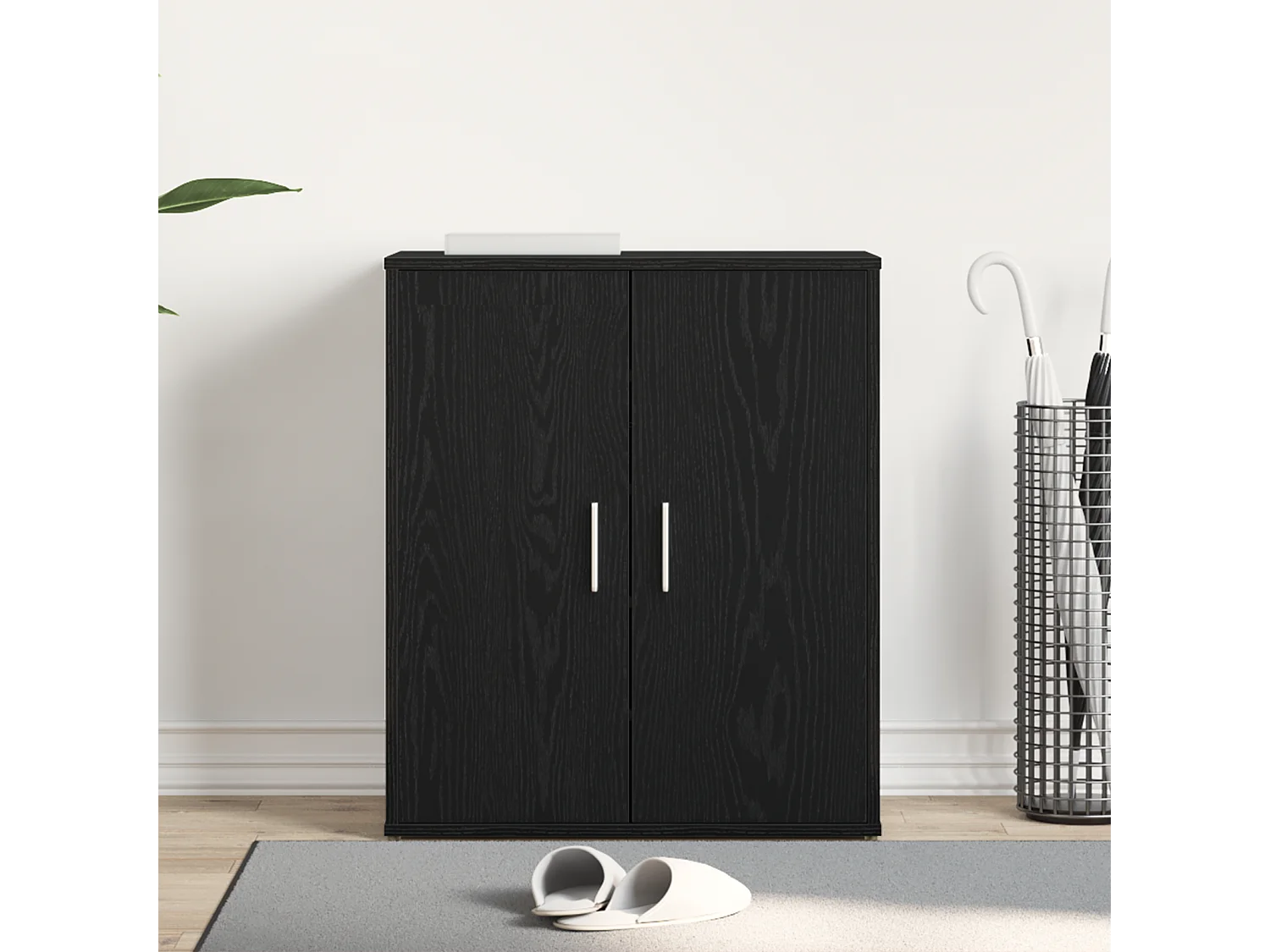 Armoire à chaussures en chêne noir 60x35x70 cm en bois d'ingénierie