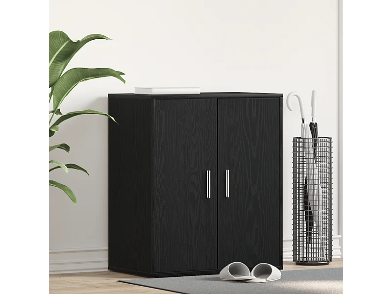 Armoire à chaussures en chêne noir 60x35x70 cm en bois d'ingénierie