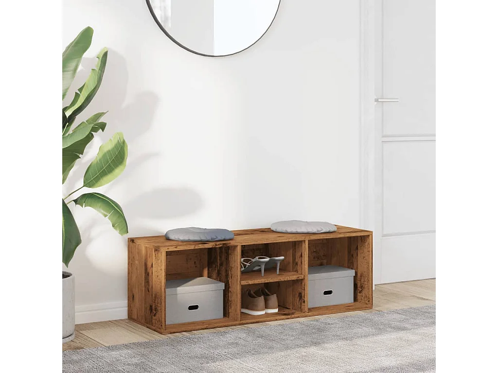 Alte Schuhablagebank aus Holz 105x35x35 cm