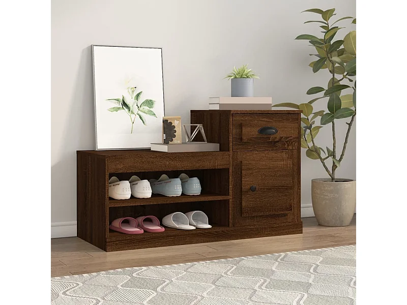 Schuhschrank Eiche braun 100x42x60cm Holzwerkstoff