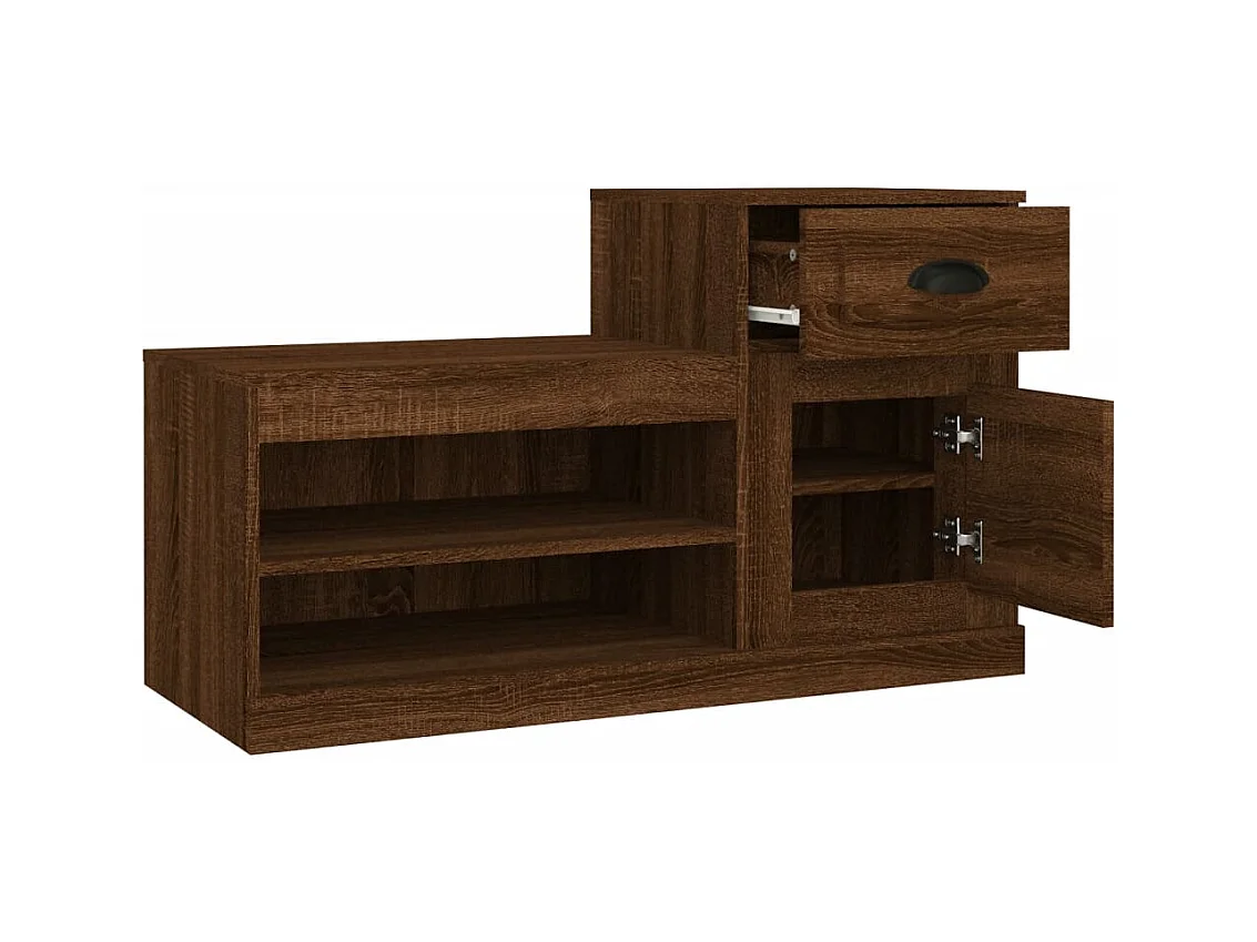 Scarpiera in rovere marrone 100x42x60cm in legno ingegnerizzato