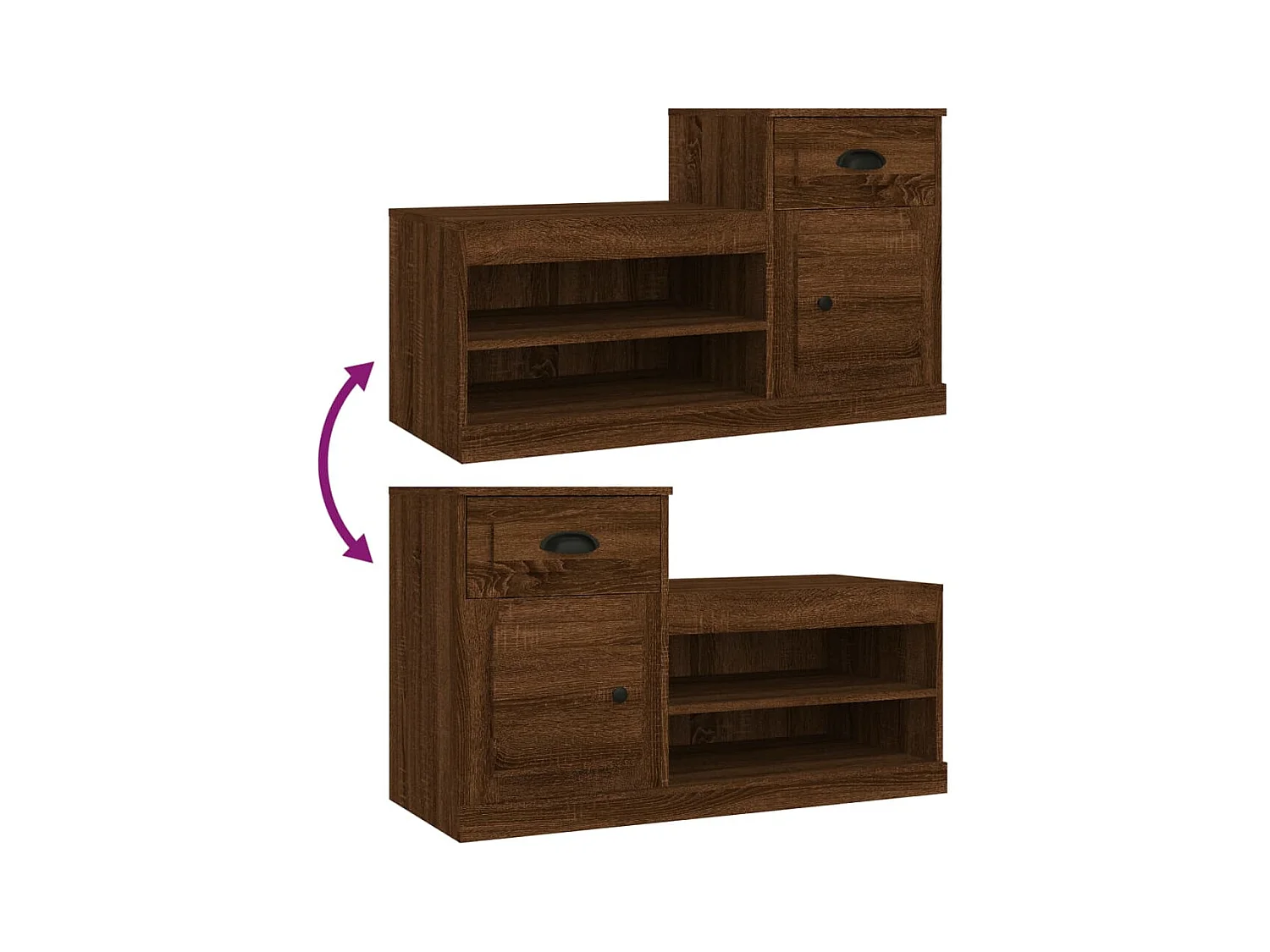 Scarpiera in rovere marrone 100x42x60cm in legno ingegnerizzato