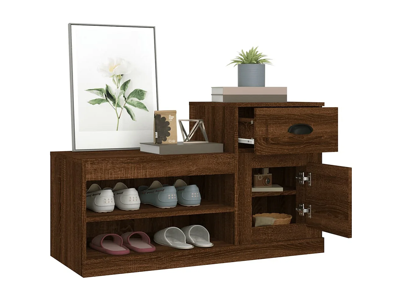 Zapatero roble marrón 100x42x60cm madera de ingeniería