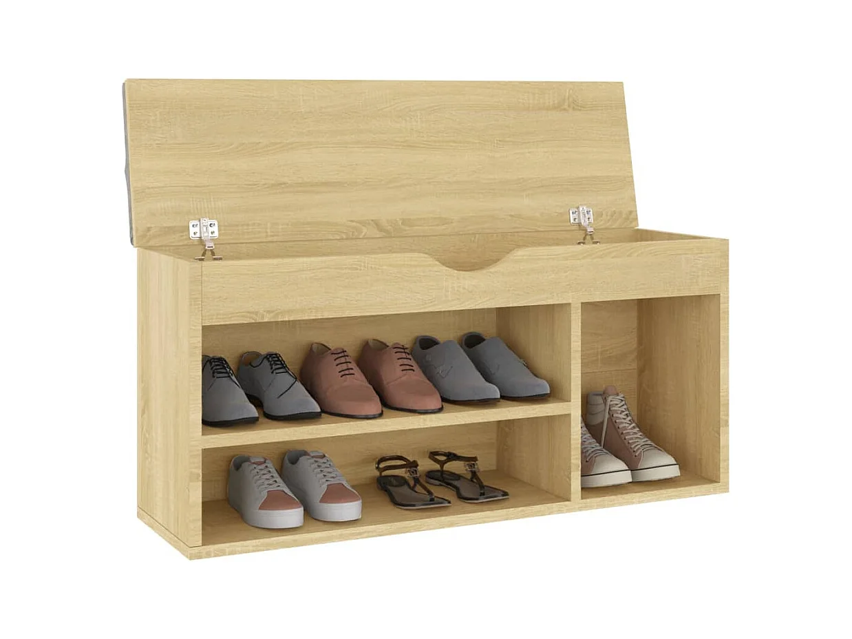 Banco para zapatos con cojín de madera de ingeniería de roble Sonoma