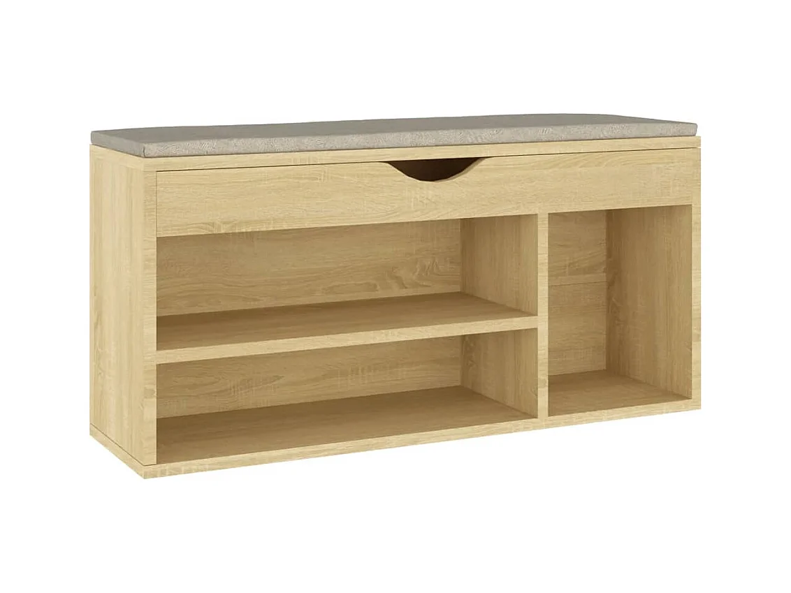 Banco para zapatos con cojín de madera de ingeniería de roble Sonoma