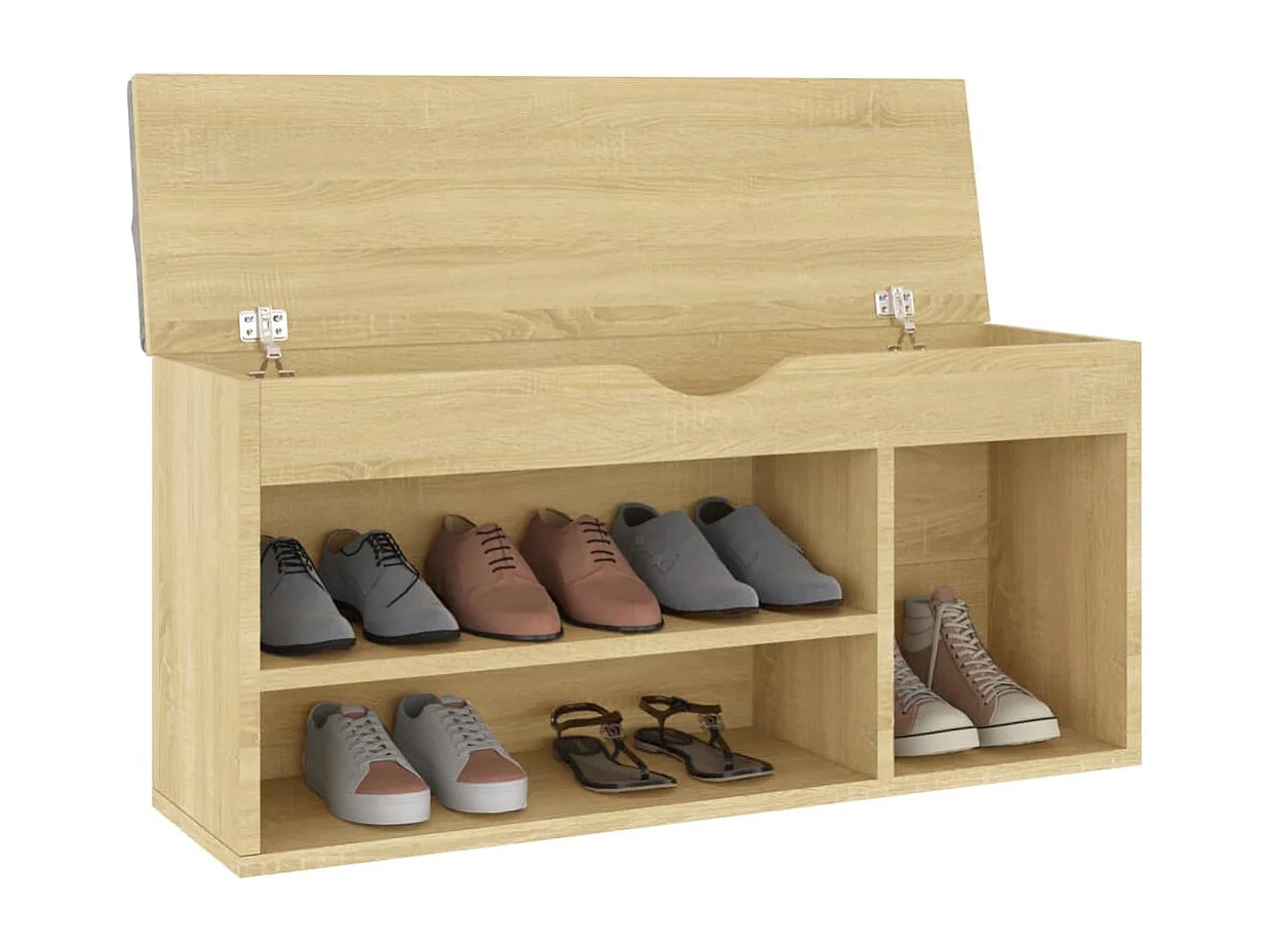 Panca portascarpe con cuscino in legno ingegnerizzato Sonoma Oak