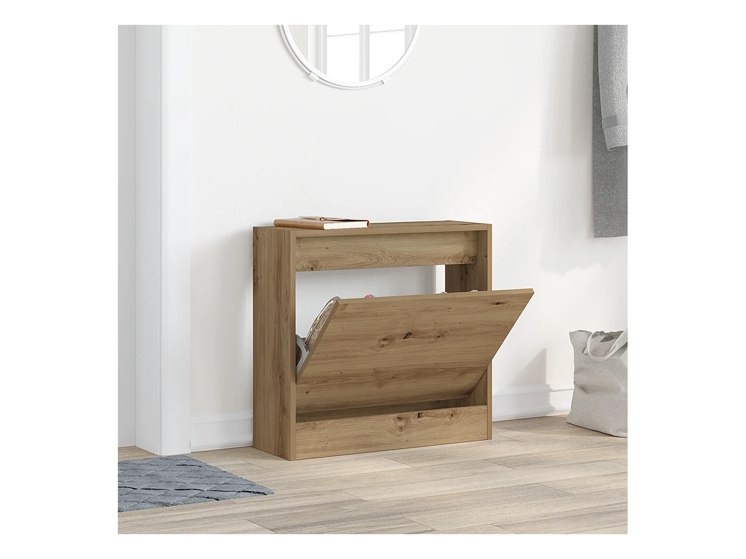 Meuble à chaussures Chêne artisan 60x21x57 cm Bois d'ingénierie