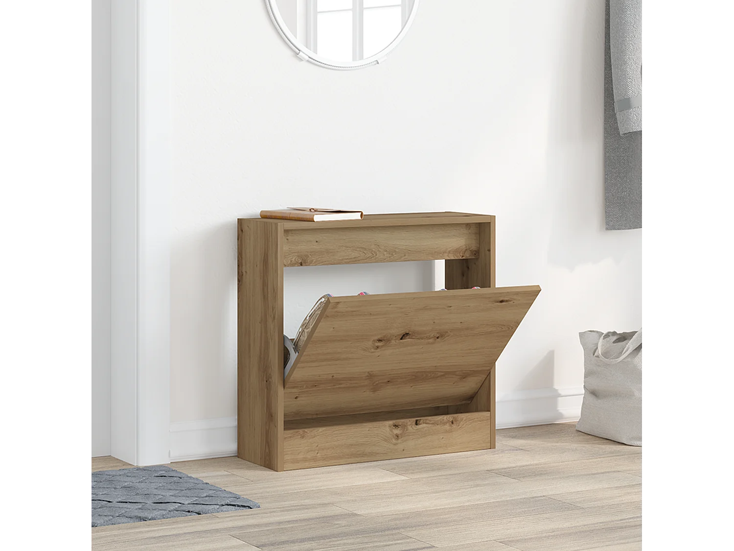 Meuble à chaussures Chêne artisan 60x21x57 cm Bois d'ingénierie