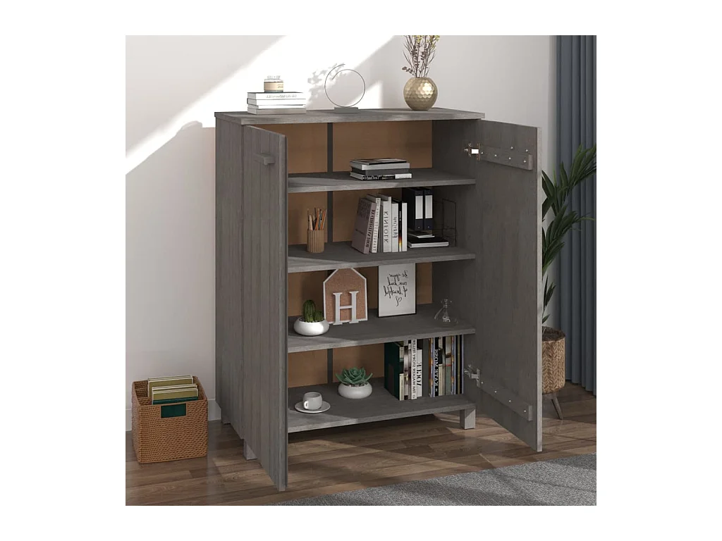 Schoenenkast Lichtgrijs 85x40x108 cm Massief grenen