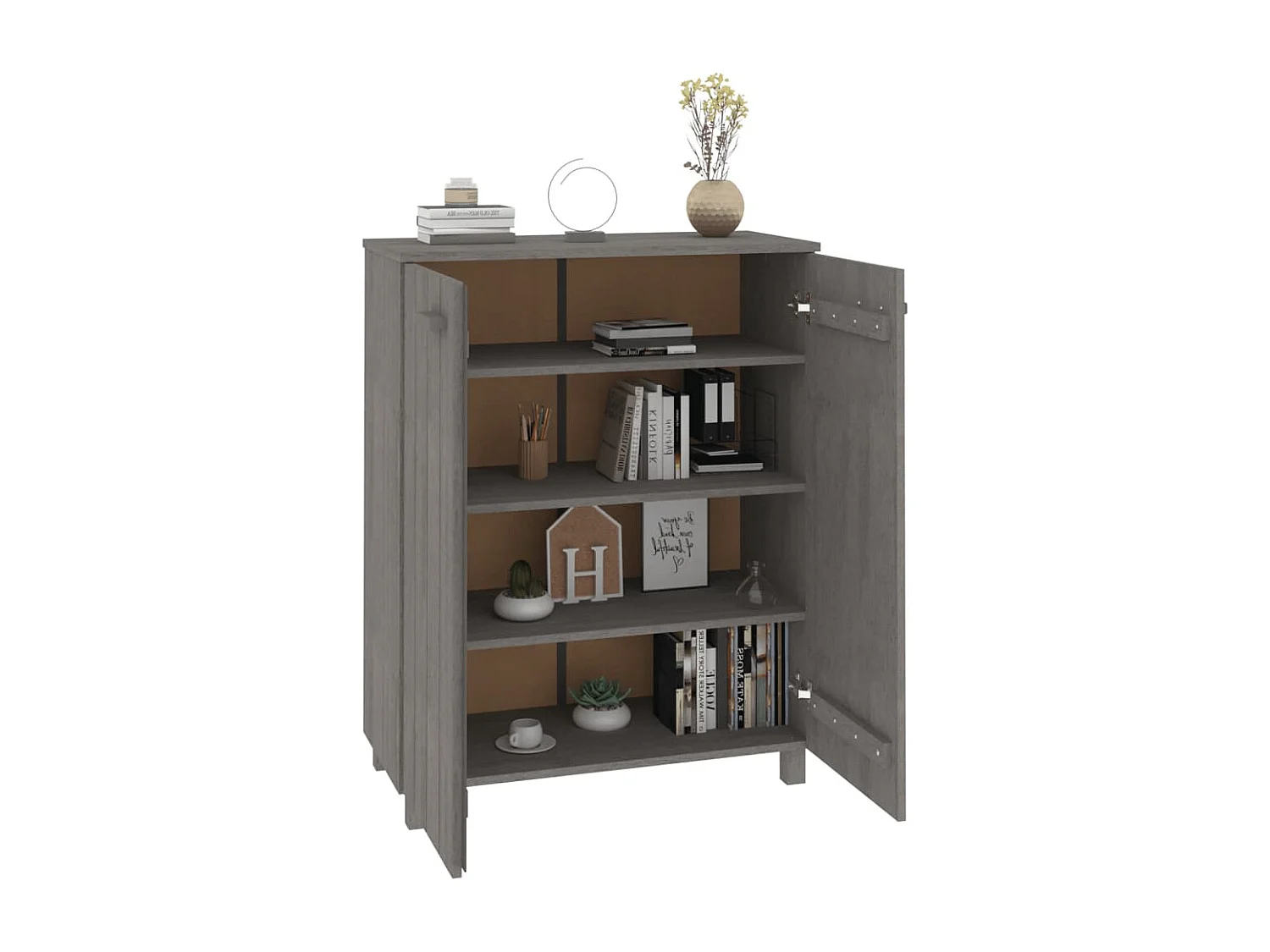 Scarpiera Grigio Chiaro 85x40x108 cm Pino Massiccio