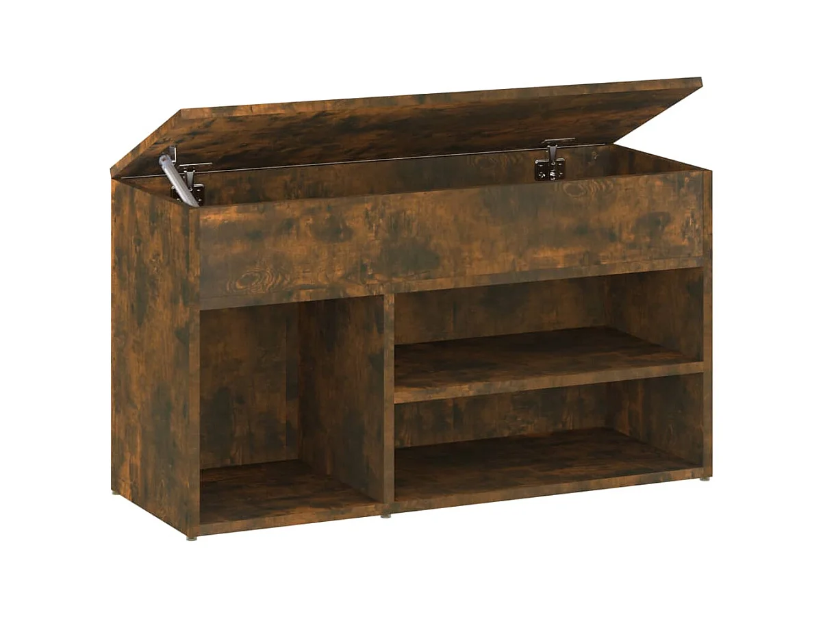 Panca portascarpe in rovere affumicato 80x30x45 cm in legno ingegnerizzato