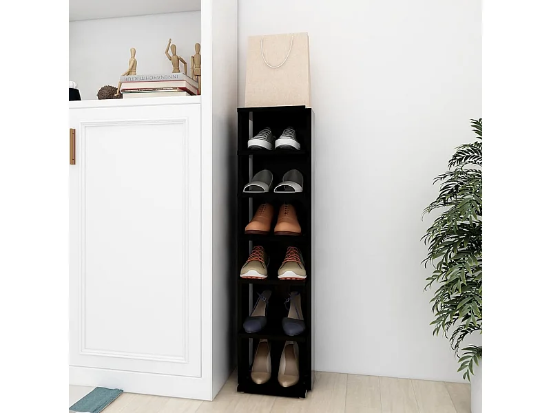 Zwarte schoenenkast 27,5x27x102 cm Technisch hout