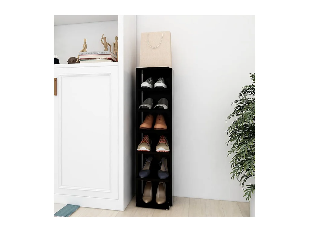 Zwarte schoenenkast 27,5x27x102 cm Technisch hout