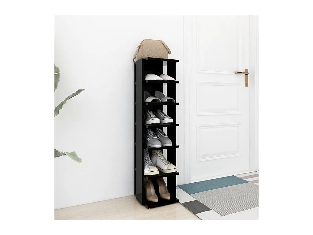 Zwarte schoenenkast 27,5x27x102 cm Technisch hout