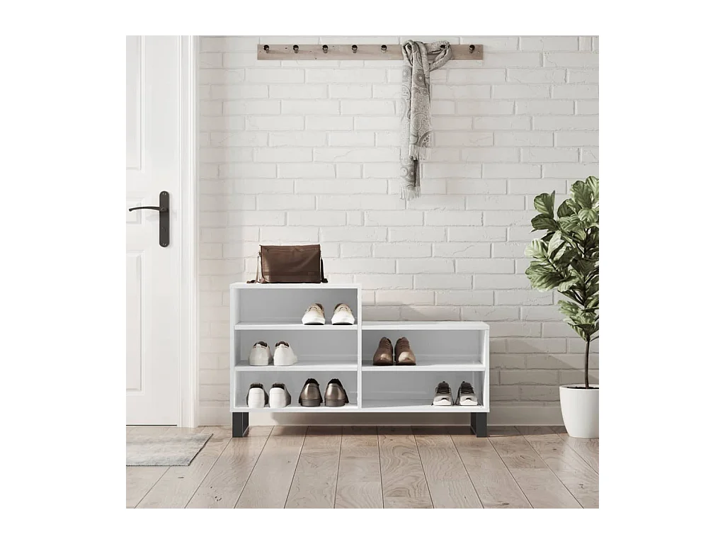 Schuhschrank Weiß glänzend 102x36x60 cm Holzwerkstoff