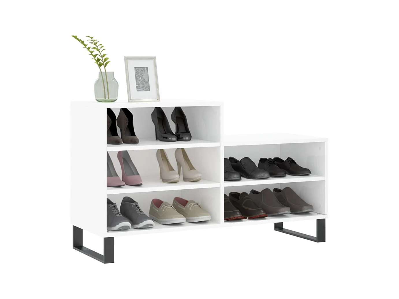 Schuhschrank Weiß glänzend 102x36x60 cm Holzwerkstoff