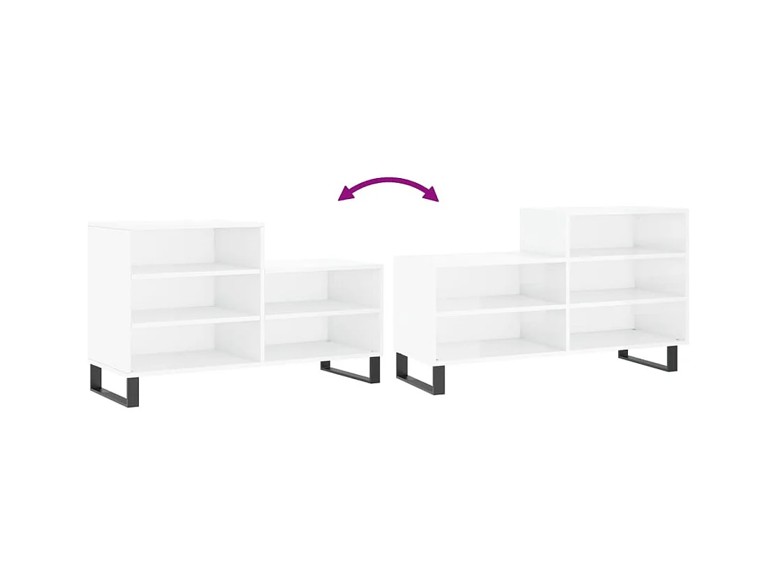 Schuhschrank Weiß glänzend 102x36x60 cm Holzwerkstoff