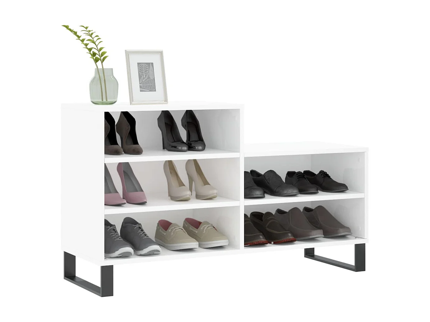 Scarpiera Bianco lucido 102x36x60 cm Legno composito