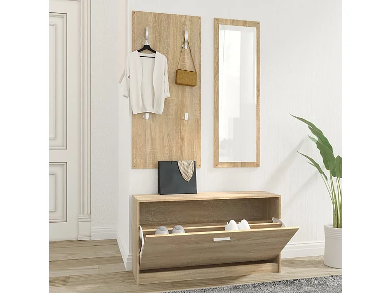 3-in-1 Schuhschrank-Set Sonoma Eiche