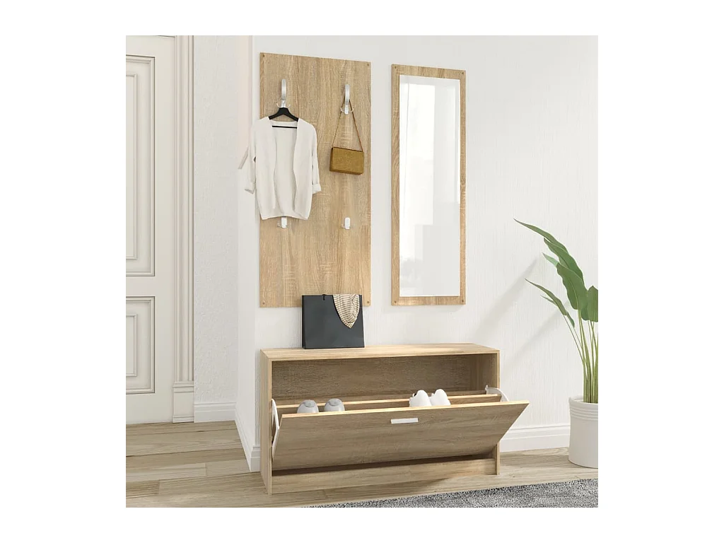 Ensemble d'armoires à chaussures 3-en-1 Chêne sonoma