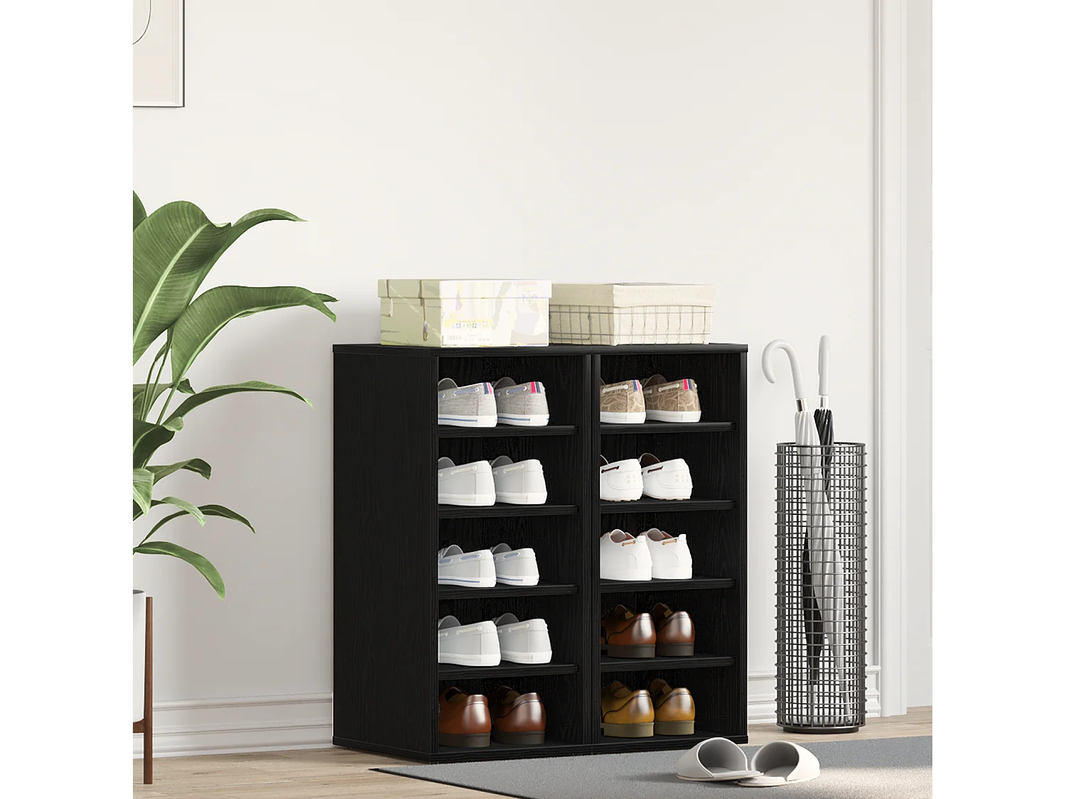 Armoire à chaussures Chêne noir Bois d'ingénierie 32 x 35 x 70 cm