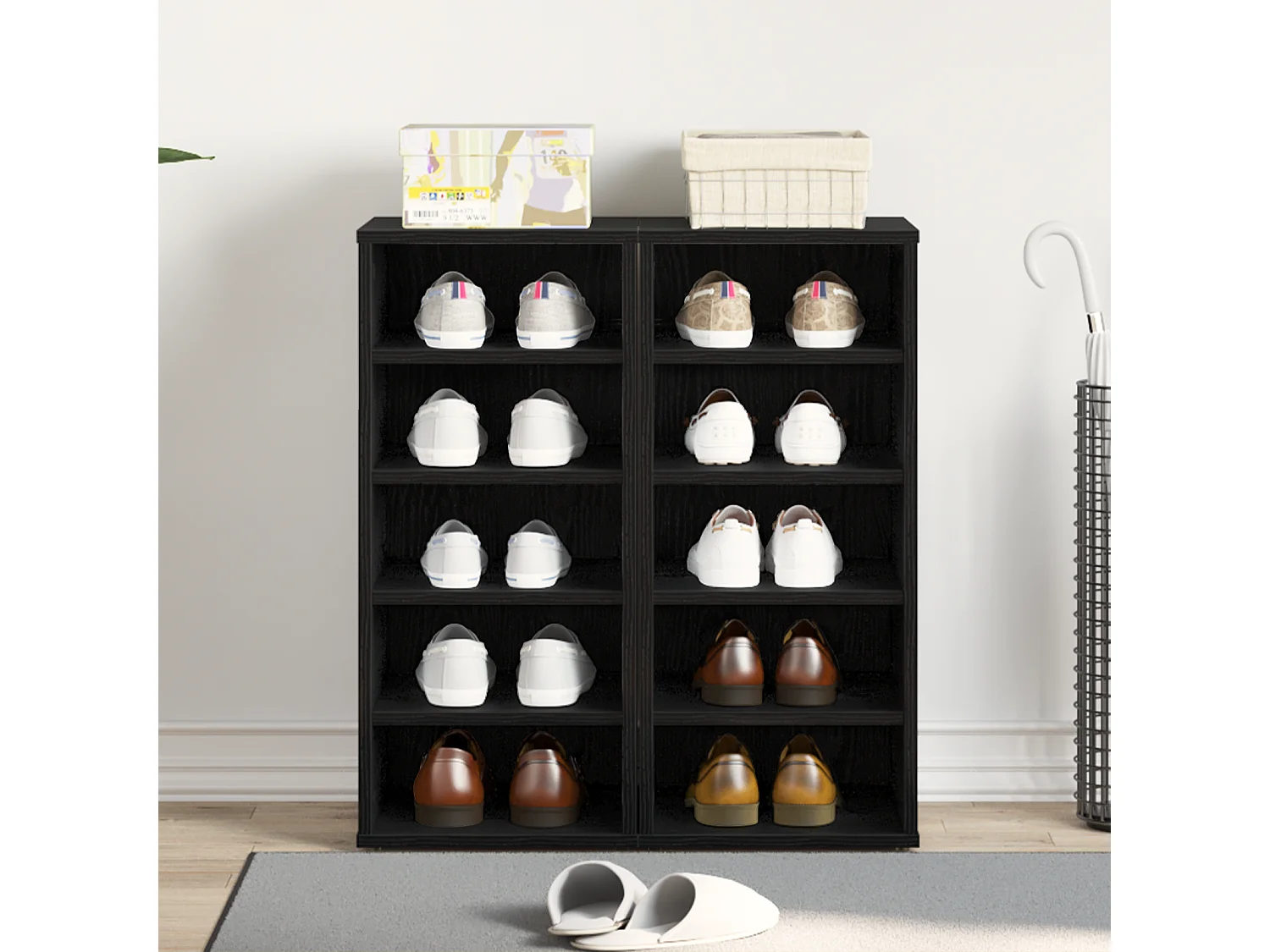 Armoire à chaussures Chêne noir Bois d'ingénierie 32 x 35 x 70 cm