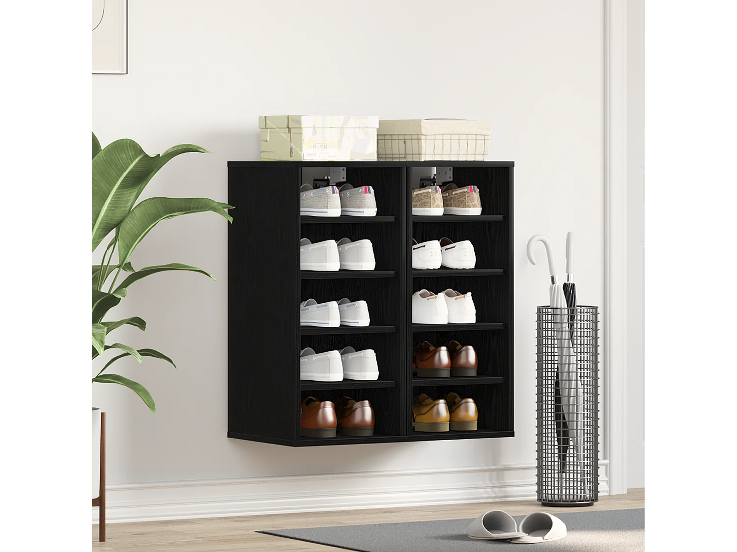 Armoire à chaussures Chêne noir Bois d'ingénierie 32 x 35 x 70 cm