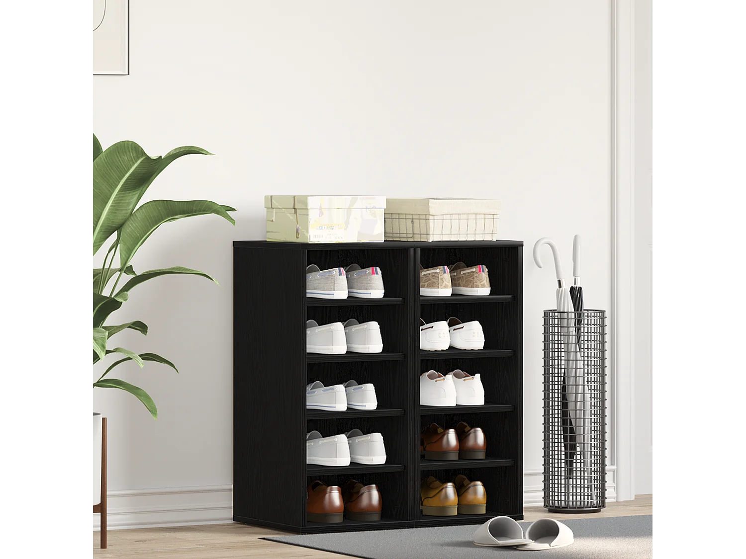 Zapatero Roble negro Madera de ingeniería 32 x 35 x 70 cm