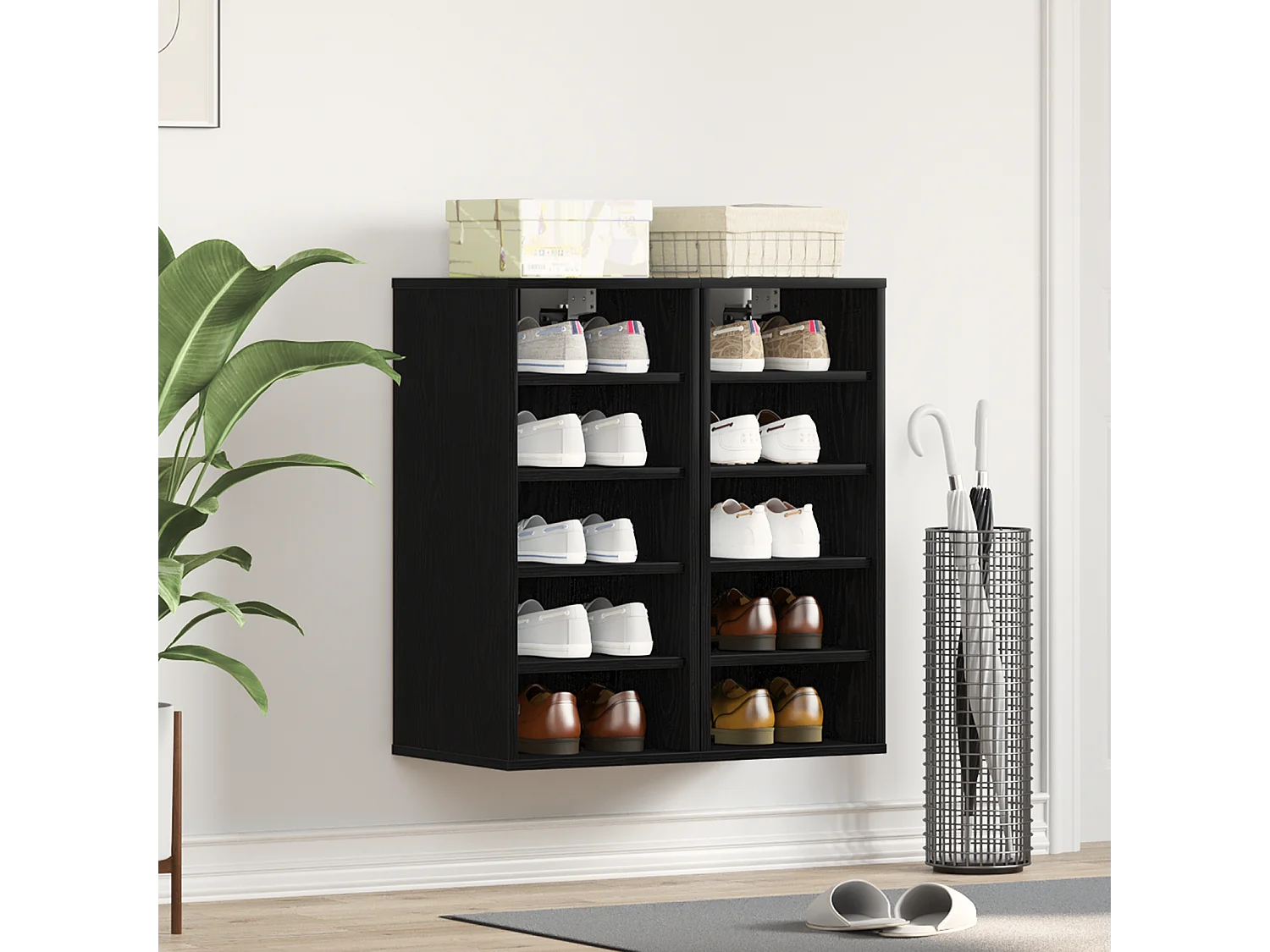 Zapatero Roble negro Madera de ingeniería 32 x 35 x 70 cm