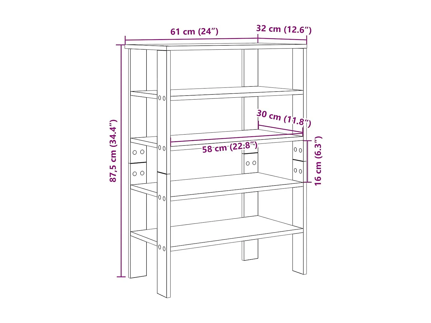 Étagère à chaussures gris béton 61x32x87,5 cm bois d'ingénierie